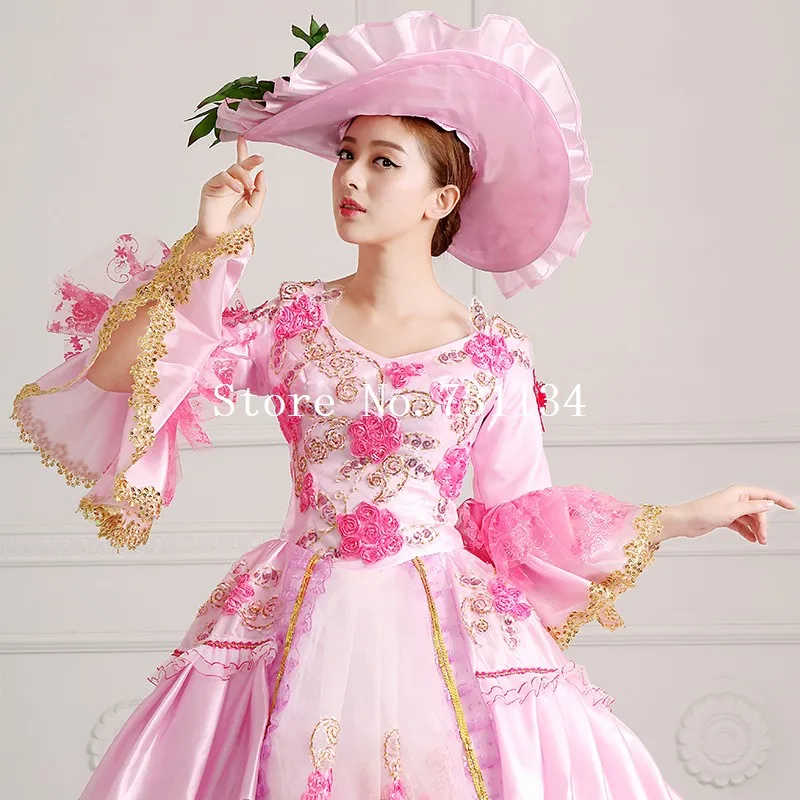 Фото Женское вечернее платье с розовым принтом Marie Antoinette бальные платья в Женское вечернее платье с розовым принтом Marie Antoinette бальные платья в