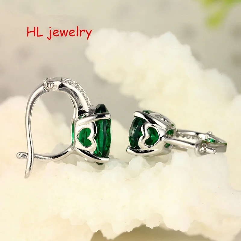 3.5ct Synthesis Green stone 7x9mm Oval 925 Sterling Silver Clip Earrings | Украшения и аксессуары