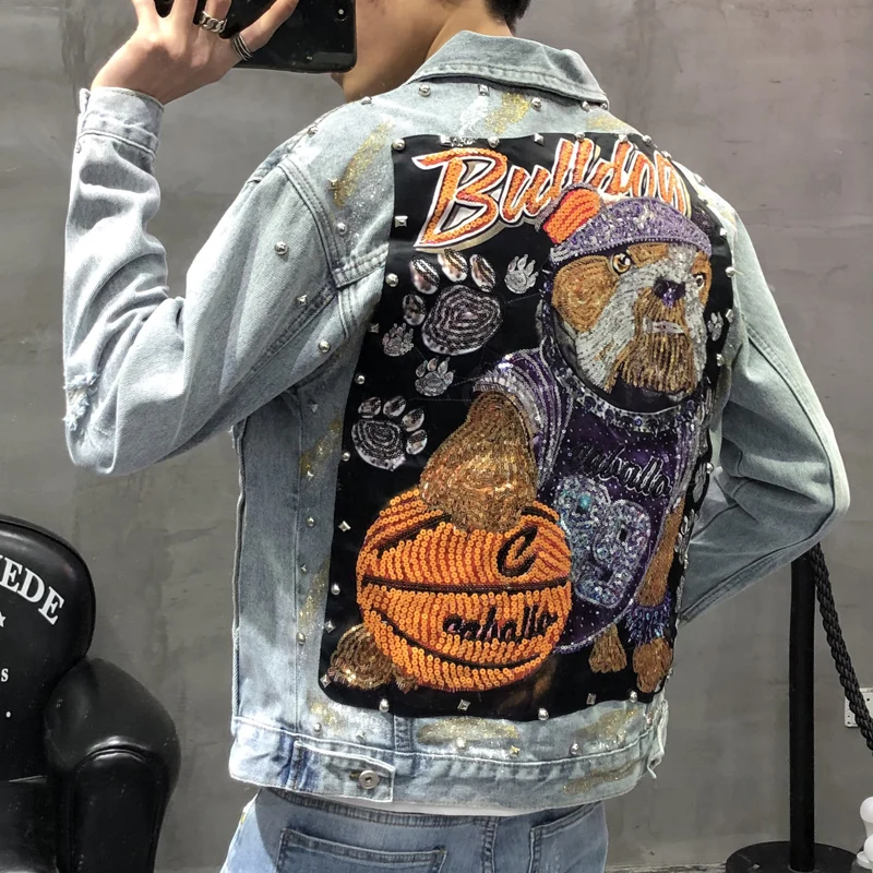 YASUGUOJI Новинка 2019 в стиле панк модный лоскутный с вышивкой джинсы заклепками
