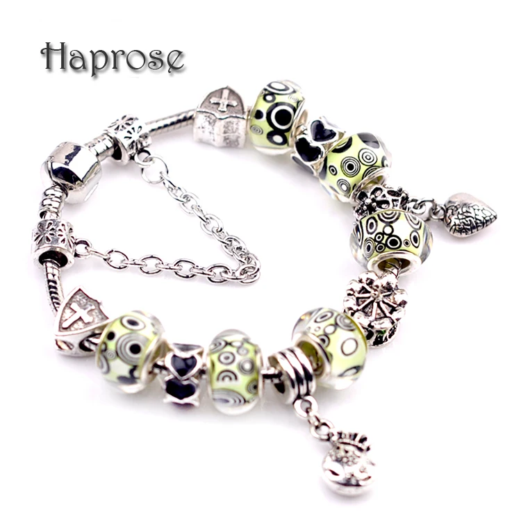 Серебряные браслеты в европейском стиле очаровательные для женщин любовь сердце