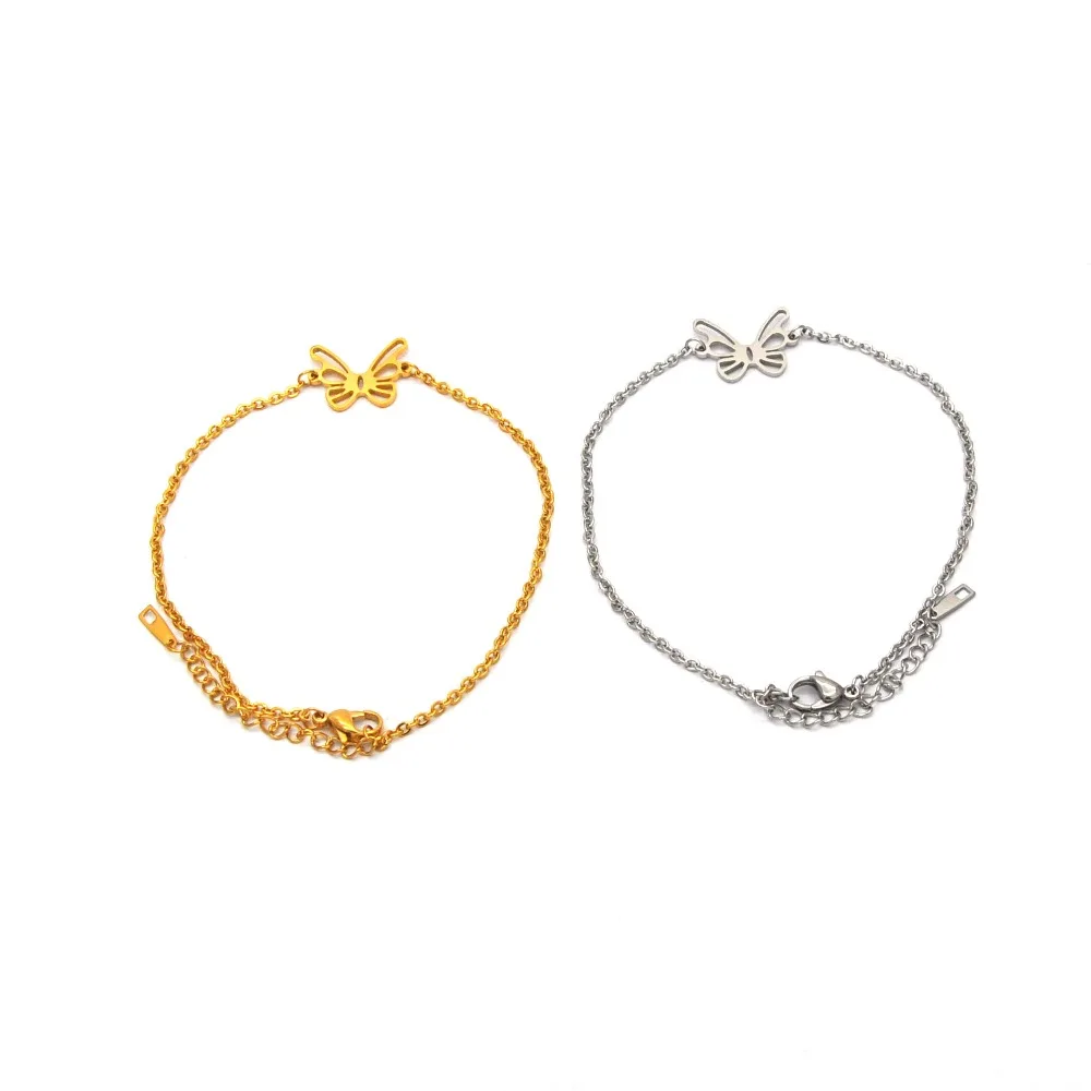 2019 Pulseras Mujer оптовая продажа Нержавеющая сталь Золото Серебро мини цепь бабочка