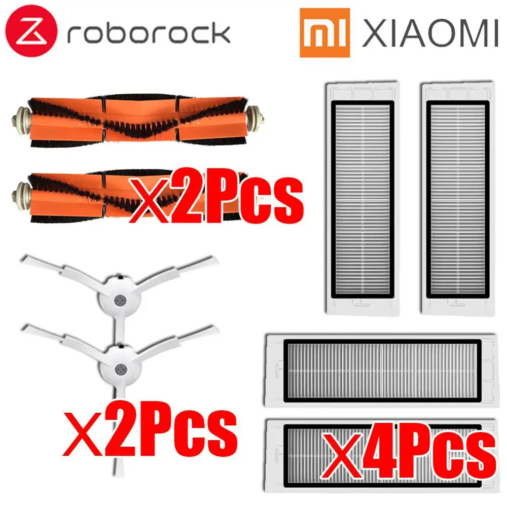 8Pcs Тряпки для мокрой уборки фильтр боковая щетка рулон щетка подходит для Xiaomi Roborock Robot S50 S51 Запчасти для пылесоса наборы - Цвет: 8Pcs