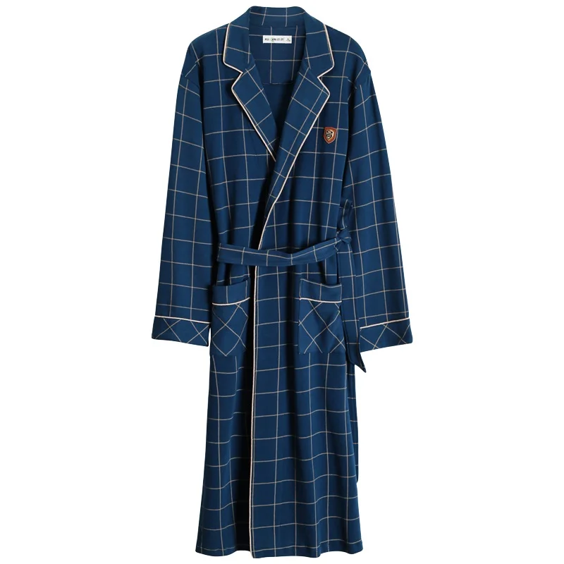 XL98231 blue Весенний банный халат осень мужской хлопок топ для сна кимоно халаты для мужчин клетчатые халаты длинный банный халат для невесты халат - Цвет: XL98231 blue