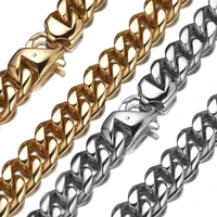 7 40silver colorgold filled solid necklace or bracelet cuban curb chains link men women choker jewelry stainless steel 1315mm