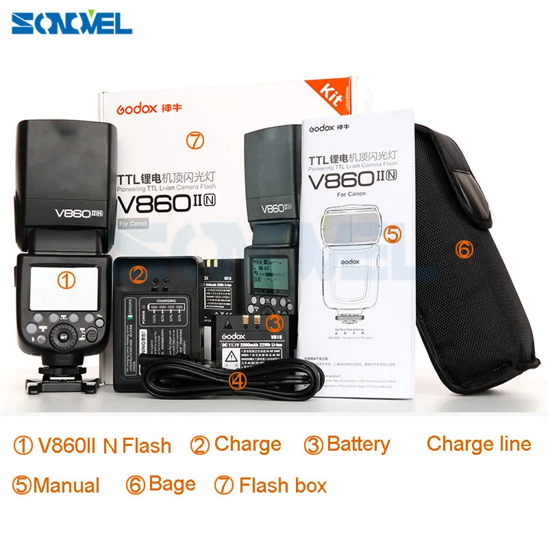 Беспроводная вспысветильник Godox V860II 2 4G 1/8000s с литий-ионным аккумулятором 2000 мАч