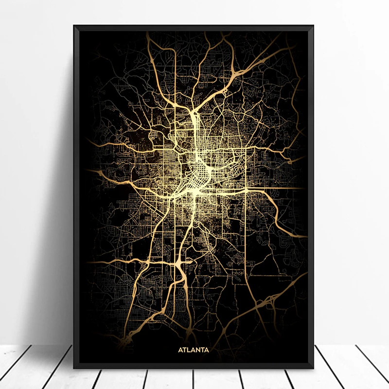 Atlanta город светильник Карты изготовленный на заказ карта городов мира Плакаты