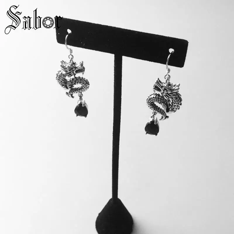 Женские серьги-подвески с драконом вечерние серьги серебристого цвета в