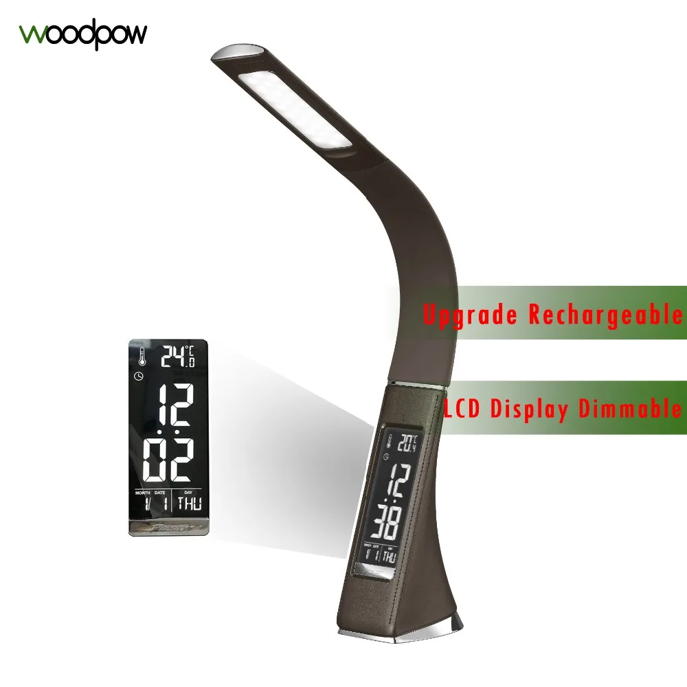 Woodpow Leature текстура светодиодный настольная лампа Перезаряжаемые затемняемая