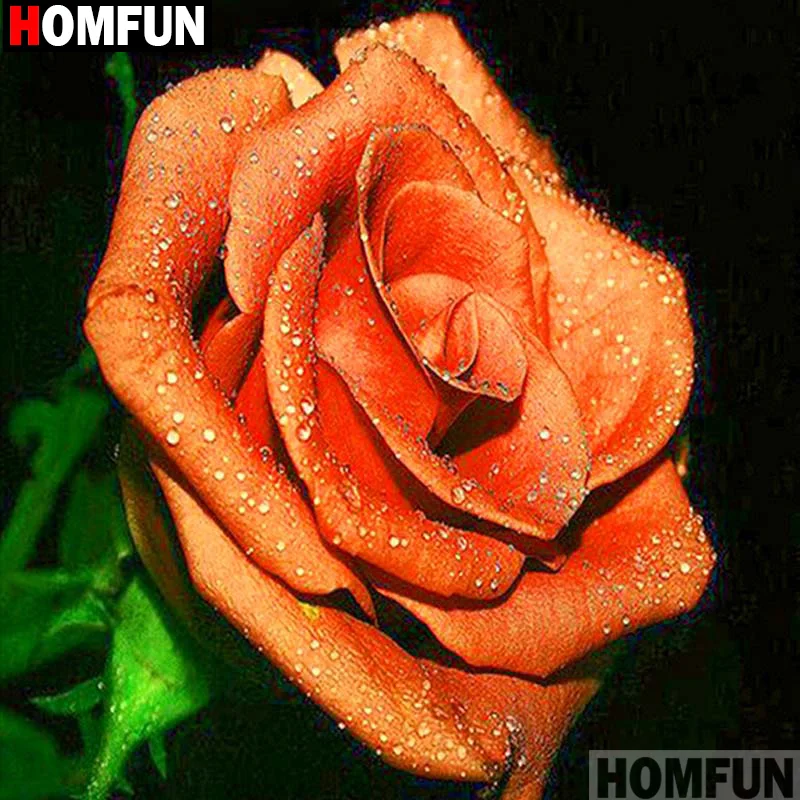 Алмазная живопись HOMFUN оранжевый цветок алмазная вышивка с полными
