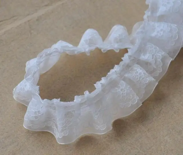 Универсальная черно-белая двухслойная плиссированная лента Орнан кружевная