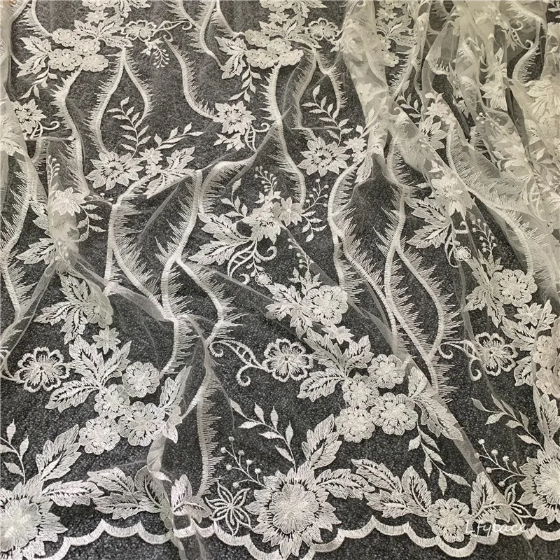 LFY новый стиль белая фатиновая вышивка африканская кружевная ткань свадебное