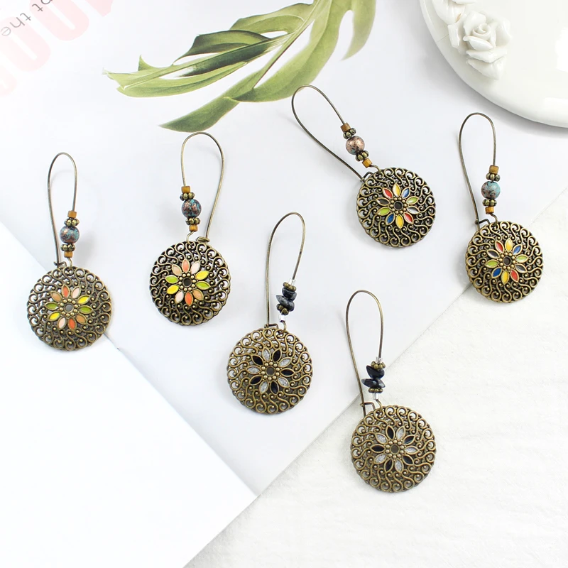 Пляжные праздничные богемные серьги в стиле ретро полые красочные виде