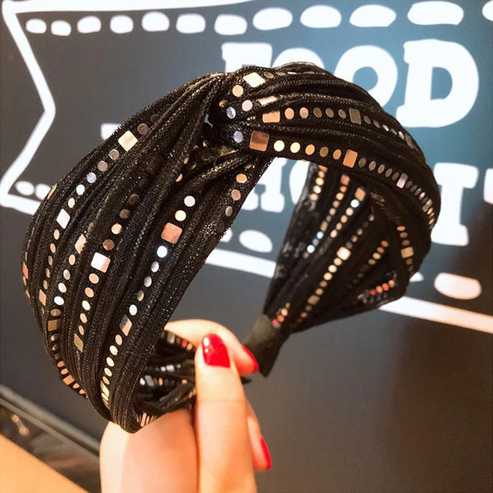 Ободки в полоску с блестками и цветами для девочек ободки стиле бохо бантом