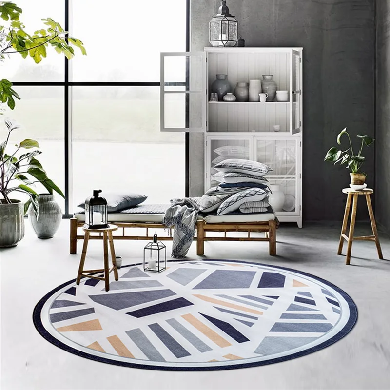 Nordic Geometry Round Carpet Living Room Chair Upholstery Bedroom Computer Blanket