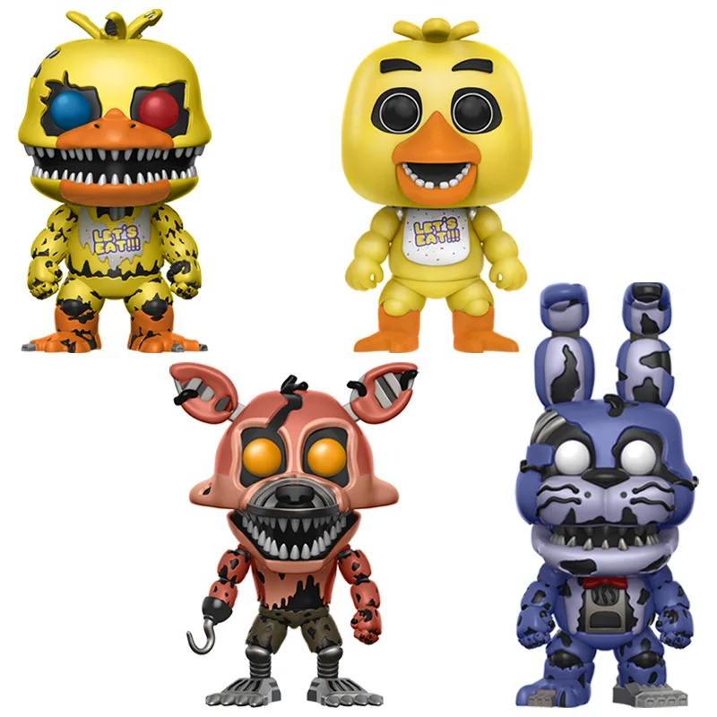 Five Nights At Freddy's» «пять ночей у Фредди» игре Five Nights At Freddy's Бонни и Чика Фокси» из мультфильма для мальчика, игрушки FNAF 4 шт./компл. ПВХ Фигурки Модель Куклы 5 Fazbear медведя кукол - Цвет: 4PCS