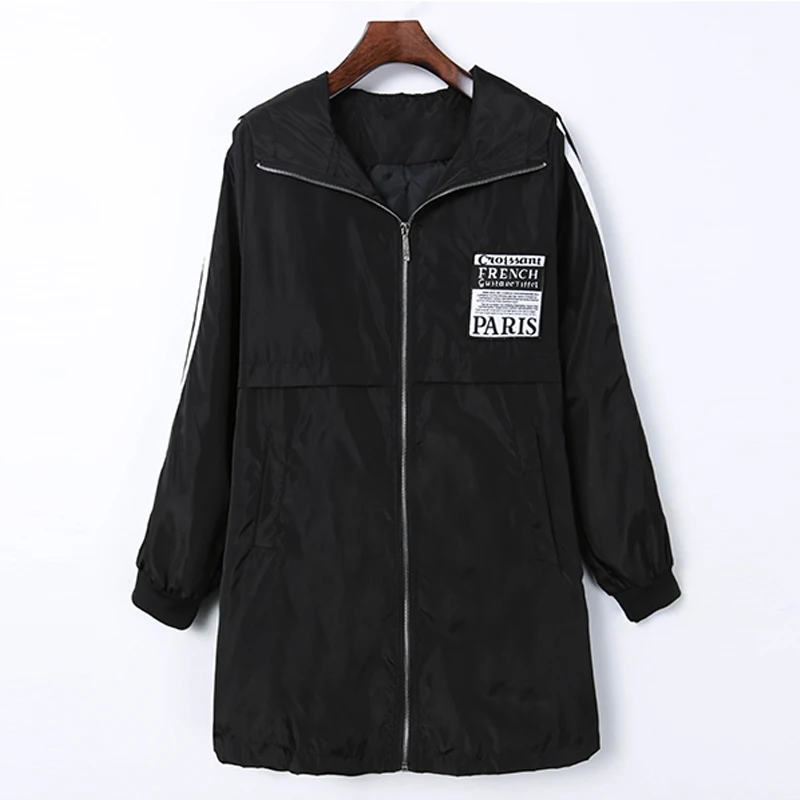S-XL Spring Autumn Women Leisure Zipper Trench Female Streetwear Coat Female Midi Pattern Loose Big Yards Windbreaker New