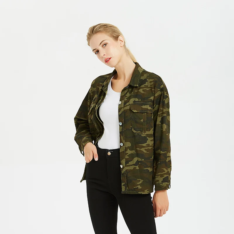2020 Women Blouses Spring Cotton Casual Turn-down Collar Camouflage Shirt Women Tops Blusas Mujer