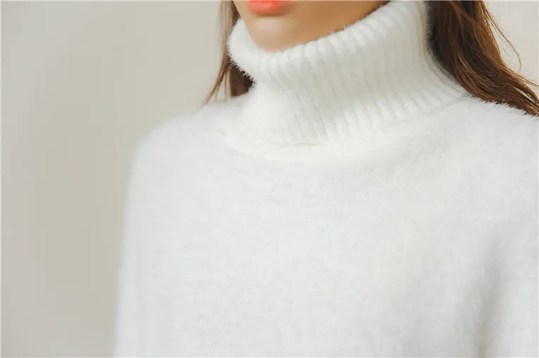 2019 Female Loose Cashmere Knit Sweater Big Sleeves Turtleneck Crop Top Pullover Women Winter Thicken Warm Knitwear Wool | Женская
