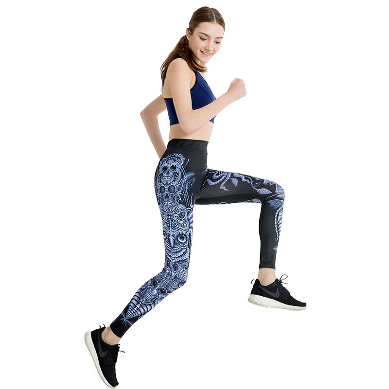 Леггинсы в этническом стиле с 3D принтом совы эластичные леггинсы высокой талией
