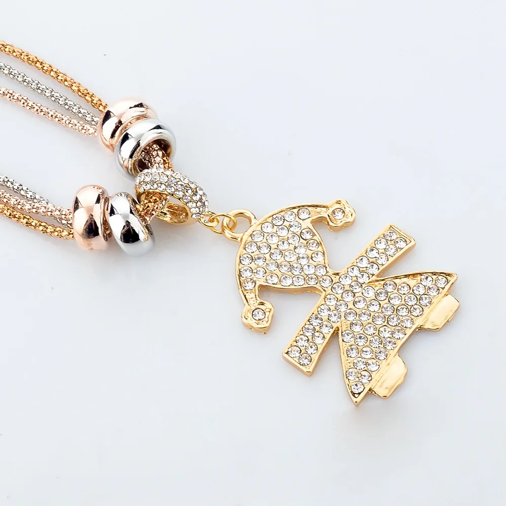 Женское многослойное ожерелье Szelam длинное посеребренное с подвеской в форме