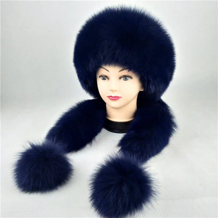 New Luxury Winter Fur hats real fox fur Mongolia hat Winter Caps female Rex rabbit ear protection hats national Bomber Hat