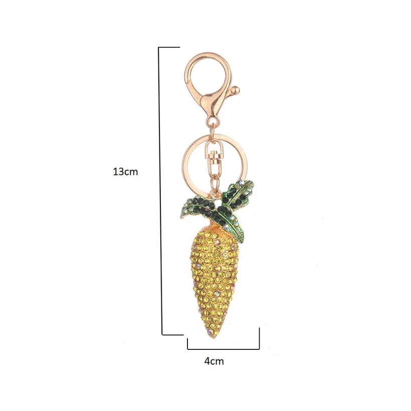 2018 Rhinestone Alloy Radish Charm Keychain Sparkling Bag Handbag Key Ring Car Pendant llaveros mujer | Украшения и аксессуары