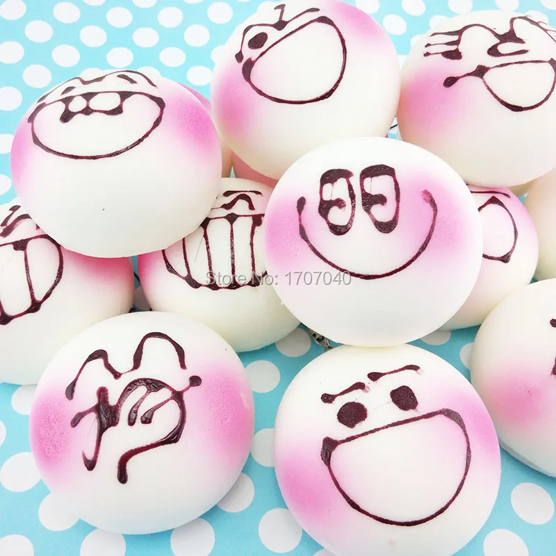 

20PCS 7CM Pink DIY Expression Squishy Soft Bread Scented Buns Toys Wholesale