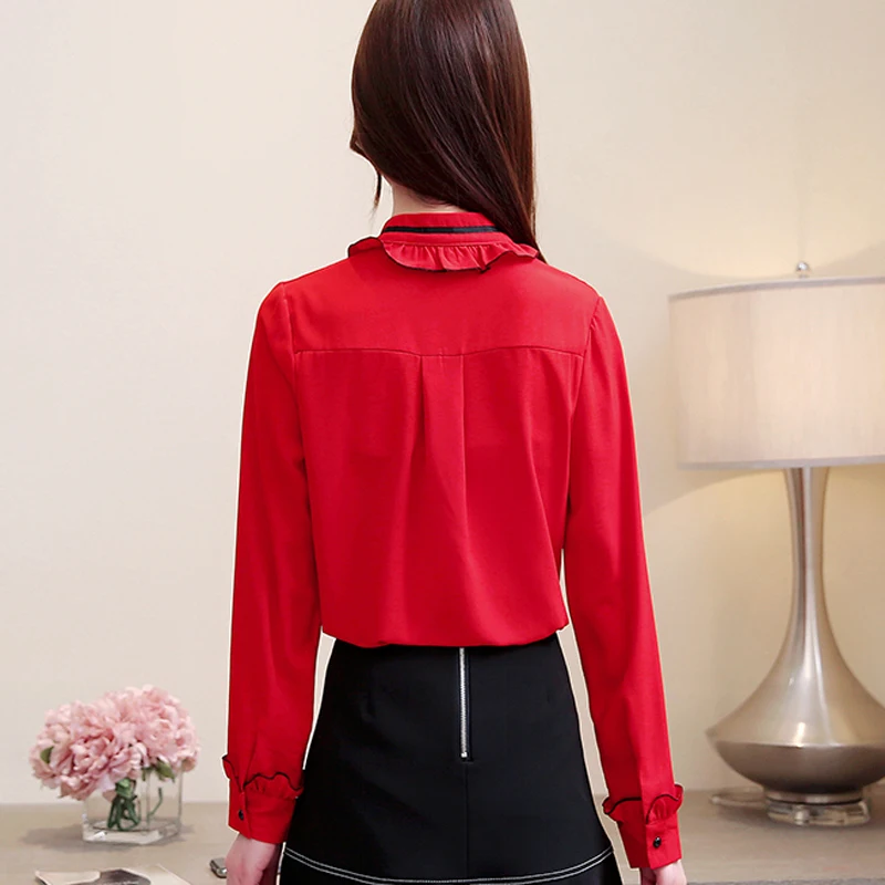 2019 spring new fashion women chiffon blouse long-sleeved lady shirt Korean casual loose shirts |
