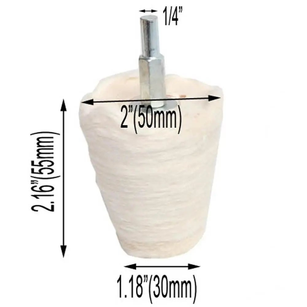Tapered 50mm 1 шт. 2 ''/3''/4 ''хлопок полированное шлифовальное колесо белый фланелет конус/колонна/гриб/Т-образный Шлифовальная головка для сверла - Цвет: Tapered 50mm