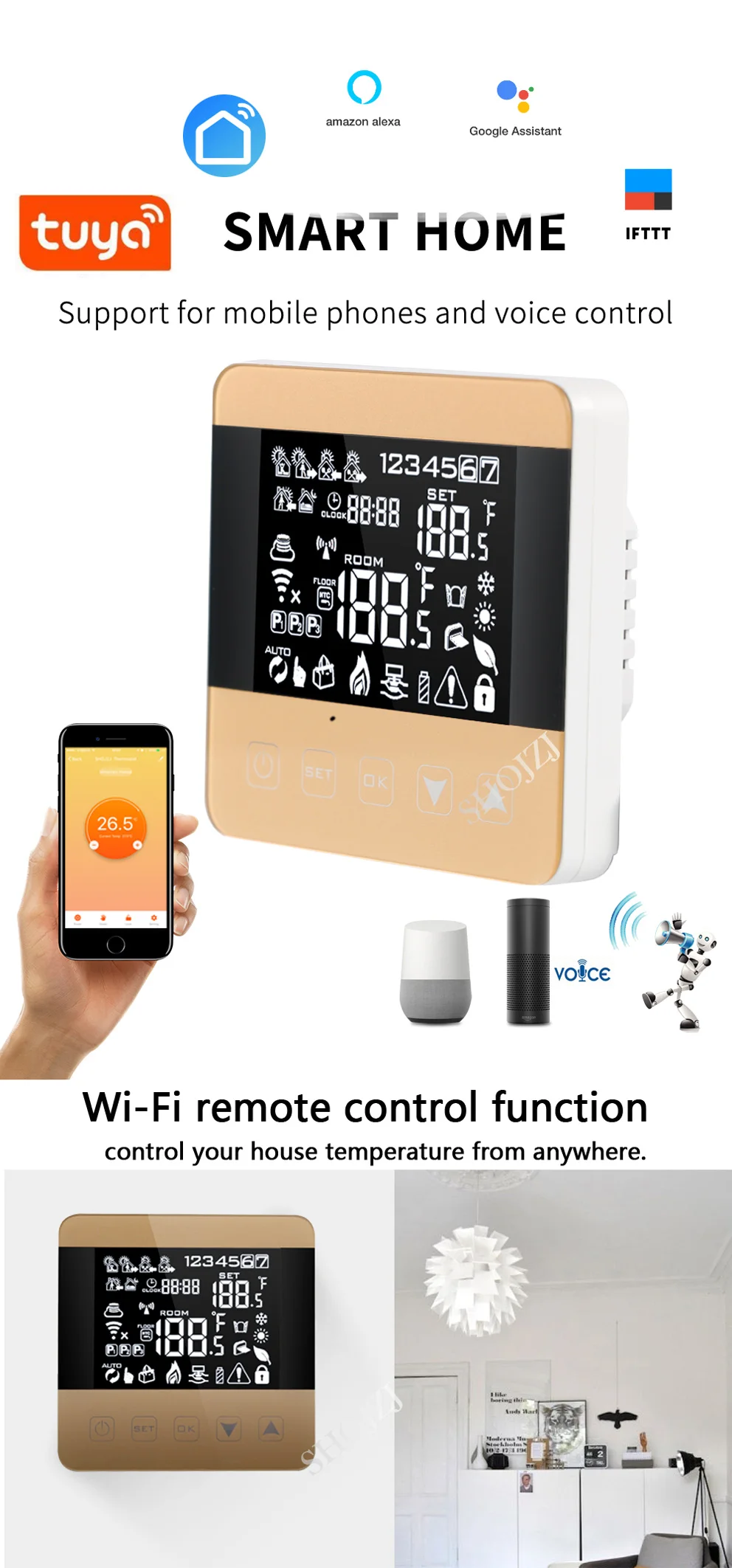 SMART TUYA WiFi термостат для воды/электрического нагрева регулятор температуры Еженедельный программируемый сенсорный экран ЖК-дисплей комната