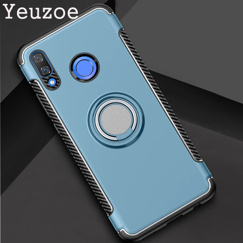 Yeuzoe For Huawei P Smart+ case with Metal Finger Ring Bracket for huawei Nova 3i 3 Nova3 phone housing Kicksatnd |