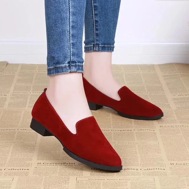 Женские Фланелевые лоферы на низком квадратном каблуке для отдыха Zapatos De Mujer лето