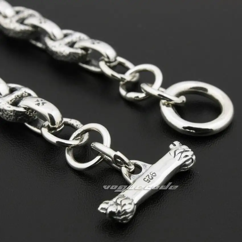 Огромное тяжелое мужское байкерское ожерелье из стерлингового серебра 925 пробы в