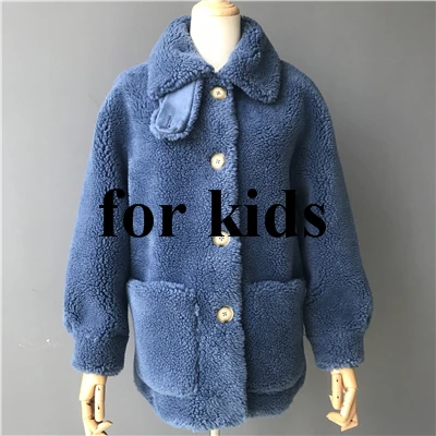 Navy Kids MAOMAOFUR шерстяное пальто зимняя новая модная длинная одежда женское теплое меховое пальто без рукавов Женская качественная куртка из овечьего меха - Цвет: Navy Kids
