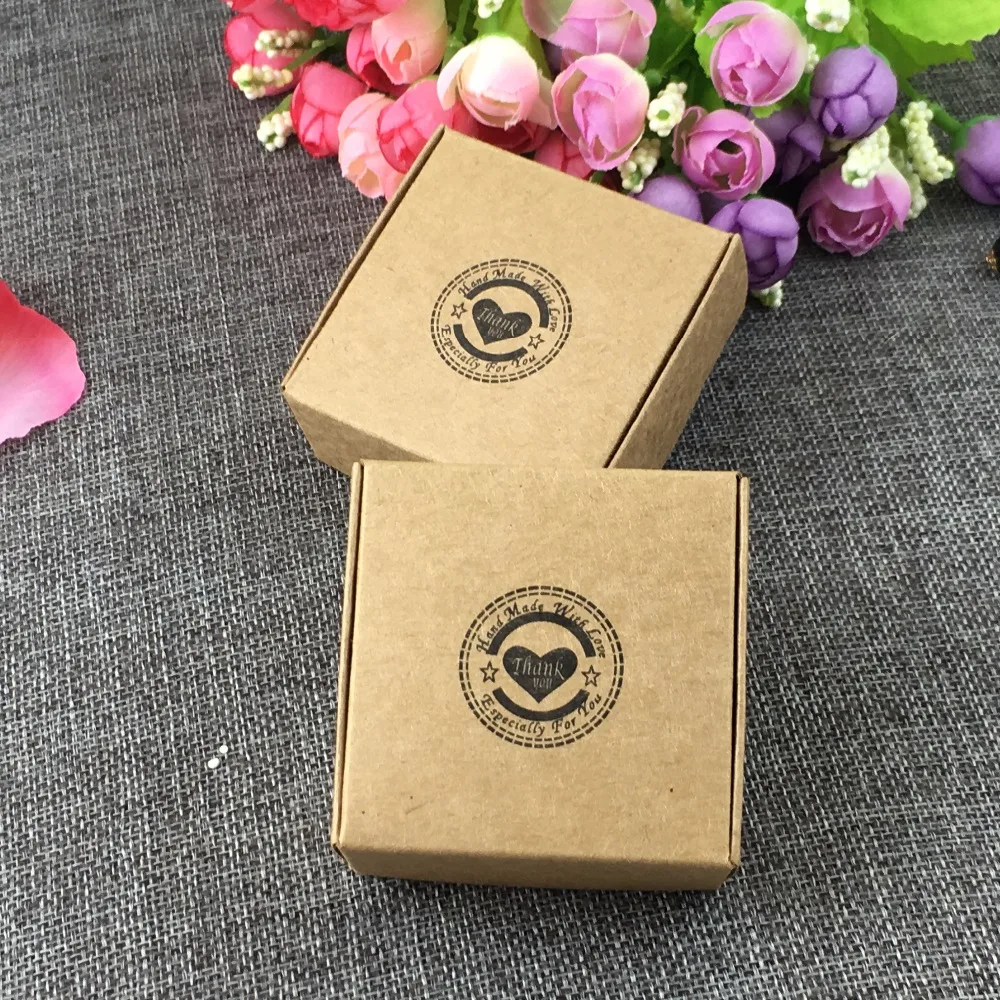 50 шт./лот 6 5x6 5x3 см новые подарочные коробки из крафт бумаги с надписью love Thank You
