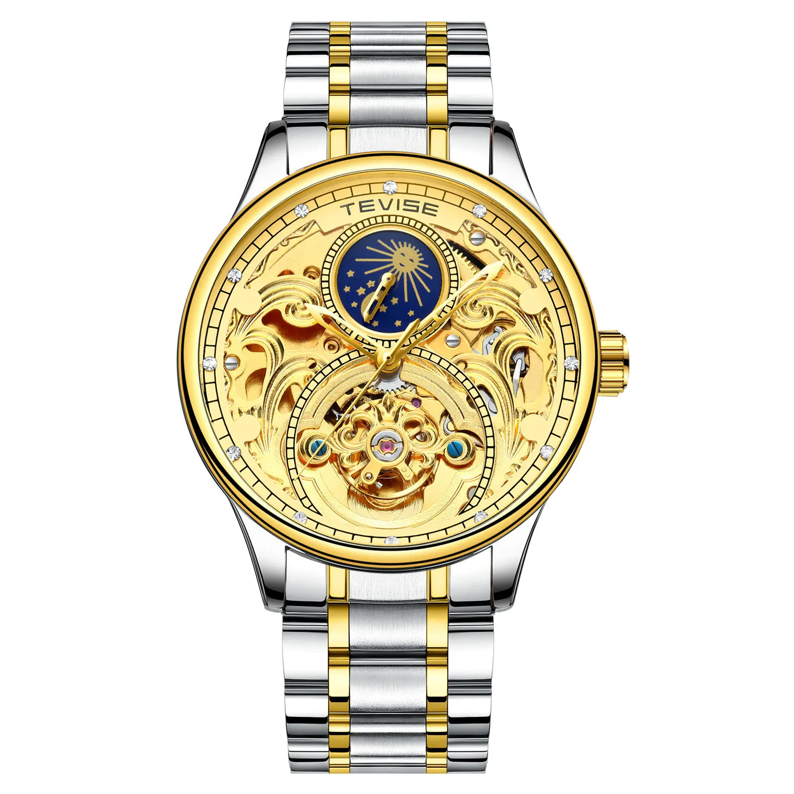 

Top Brand Men's Tourbillon Skeleton Automatic Full Steel Mechanical Wrist Watch Waterproof Male Sport Relogio Masculino