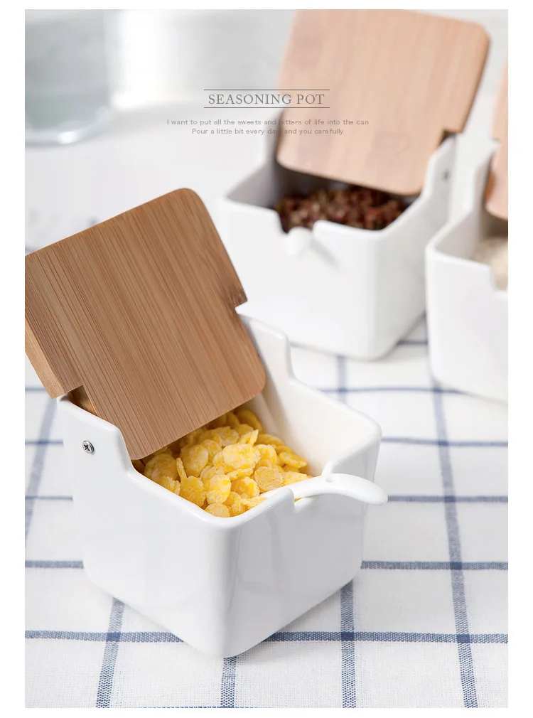 1 комплект домашняя керамическая японская банка из бамбука для приправ набор