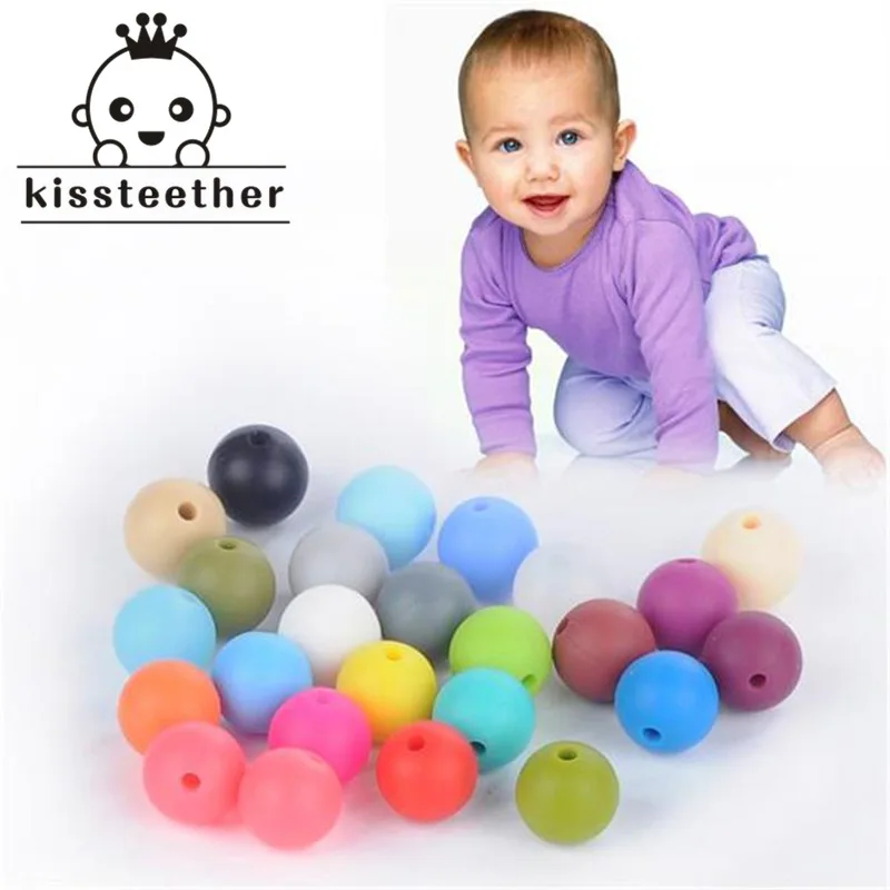 0.59&quot(15mm)Mixed Color Natural Round Silicone Beads Food Grade Baby Teether Toys DIY Necklace/ Bracelet | Мать и ребенок