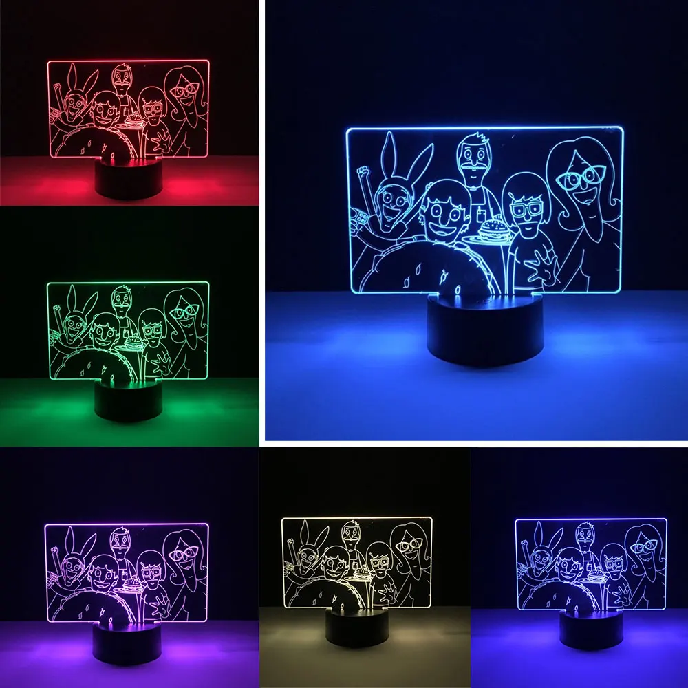 Мультяшный светильник с гамбургерами 3D светодиодный ночник украшение для дома