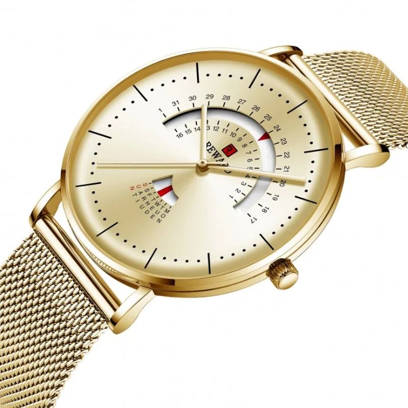 2019 Мужские часы Роскошные Лидирующий бренд золотые автоматические с двойным