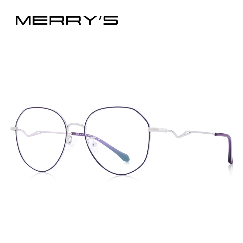 MERRYS дизайн женские модные трендовые овальные очки оправа дамы близорукость рецепт оптические очки S2020 - Цвет оправы: C04 Silver purple
