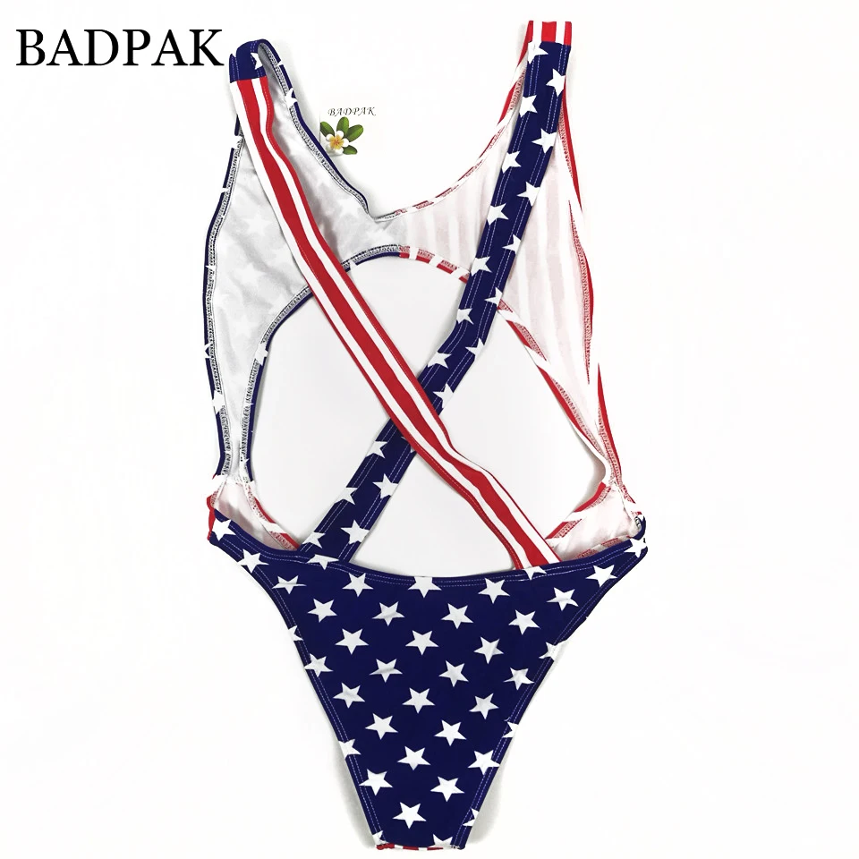Badpak флаг США купальник лоскутное ванный Комплект женский Купальники для малышек