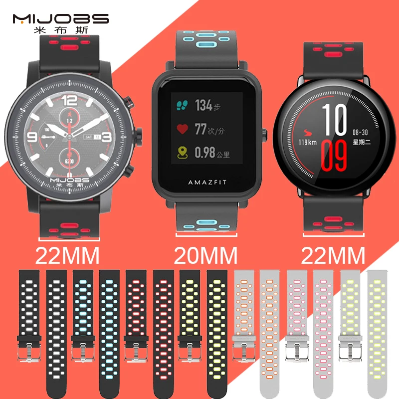 Цветной силиконовый ремешок для amazfit Xiaomi Amazfit Bip сменные Смарт-часы спортивные