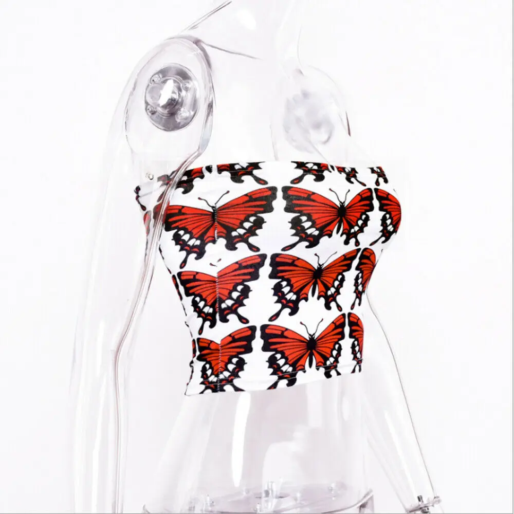 Женская Сексуальная Повседневная короткая майка бандо с животным принтом летняя