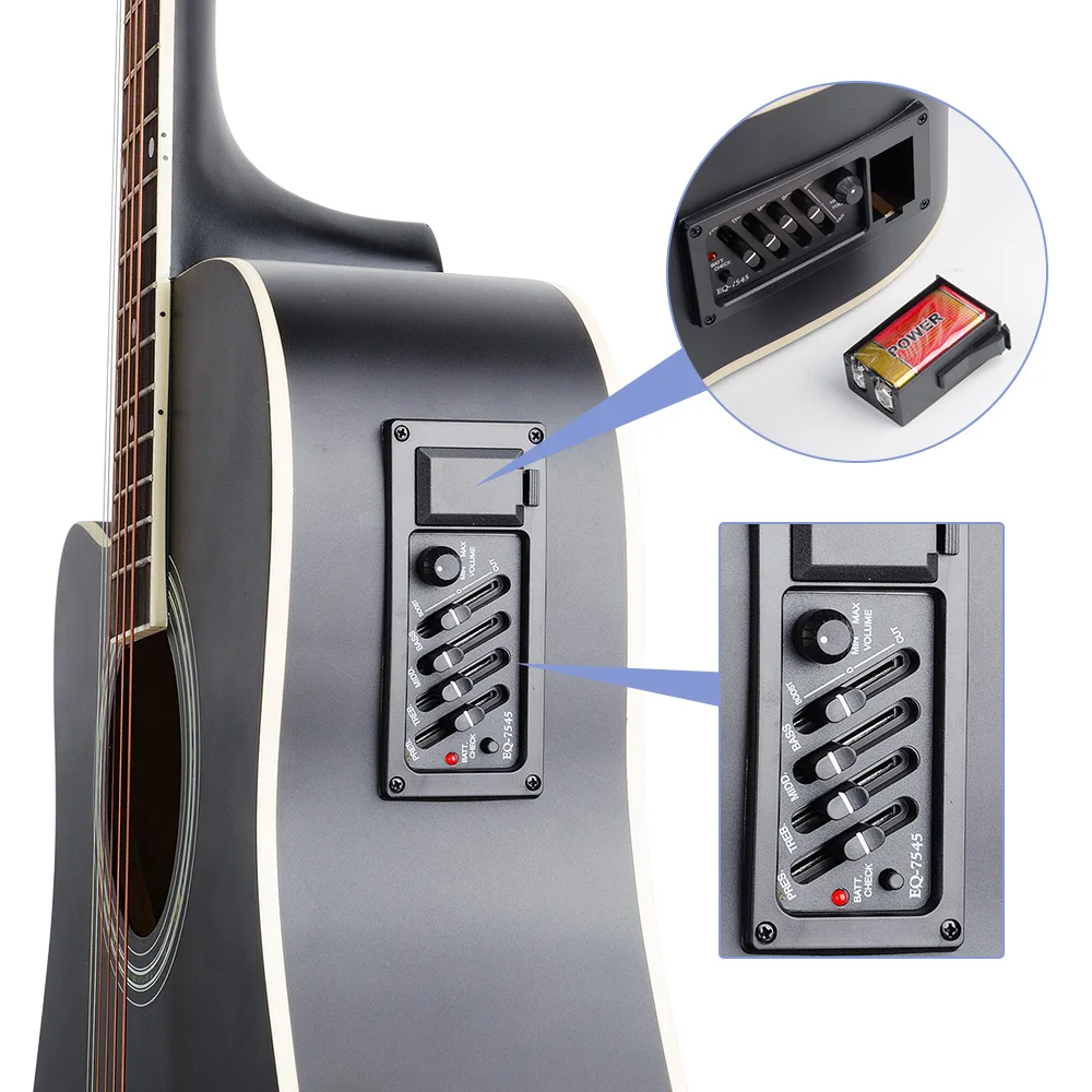 Акустическая электрическая гитара с левой рукой 41 дюймовая полноразмерная