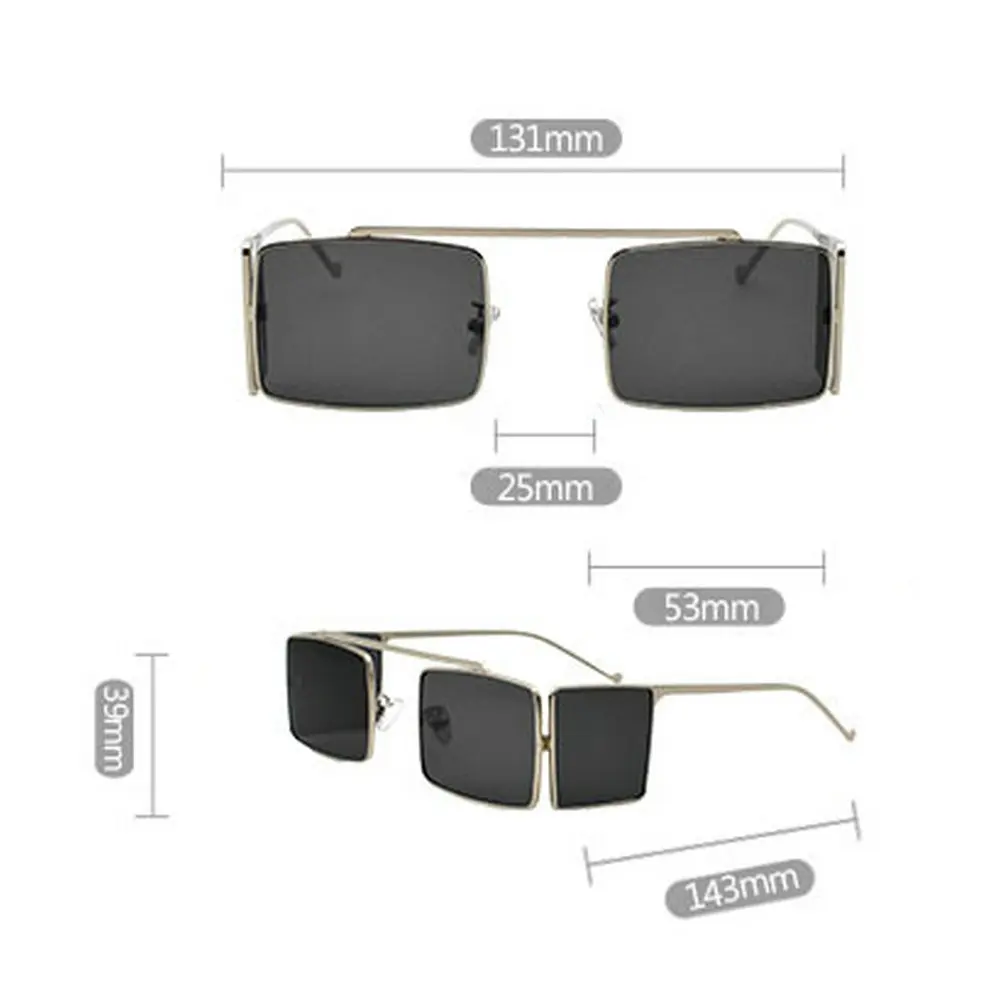 Женские и мужские солнцезащитные очки в стиле панк боковая сетка прямоугольные
