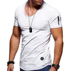 Мужская футболка для фитнеса, футболка с v-образным вырезом и коротким рукавом на молнии размера плюс 5XL, Новинка лета 2019