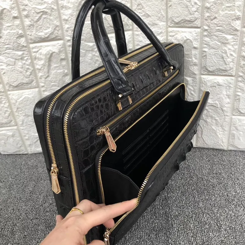 Натуральная кожа аллигатора застежка-молния Бизнес портфель сумка большая для