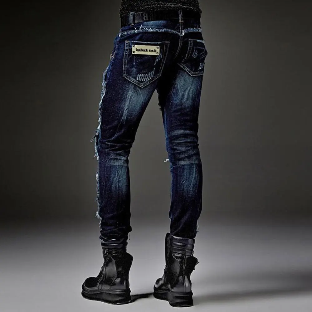 Мужские облегающие джинсы в европейском и панк стиле сезон осень-зима 2022 модные