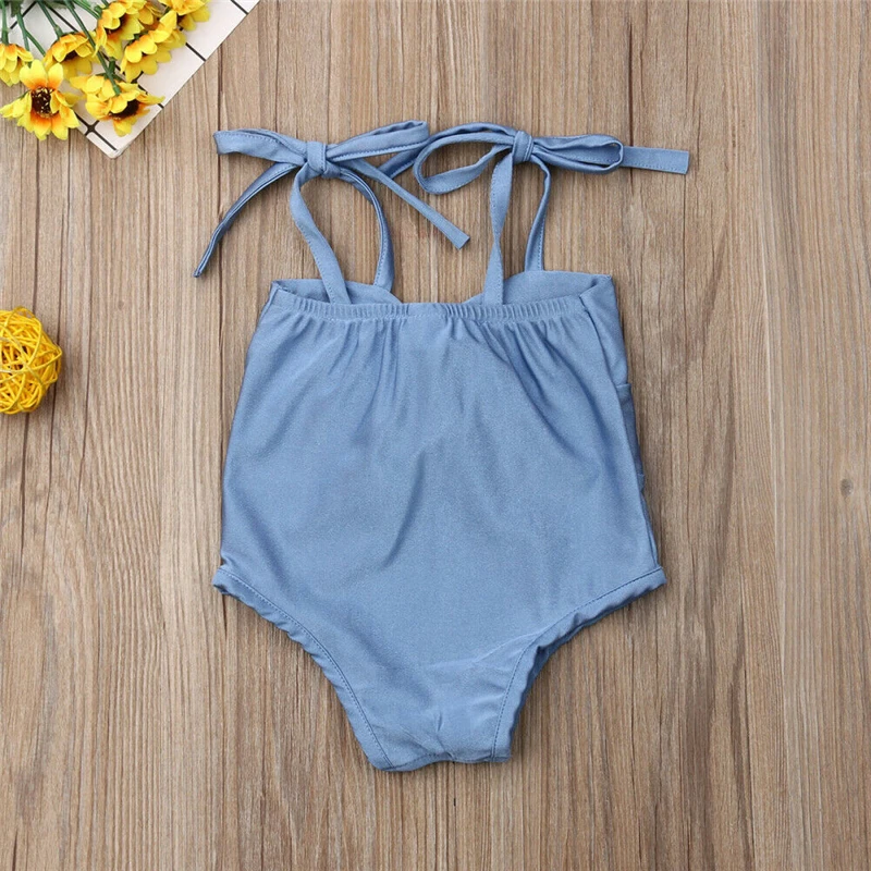 

Swimwear Baby Girl Bikini Bow Toddler Girl Swimwear One Piece Swimwear Solid Bathing Suit Baby Beachwear Girls Swimming Costume